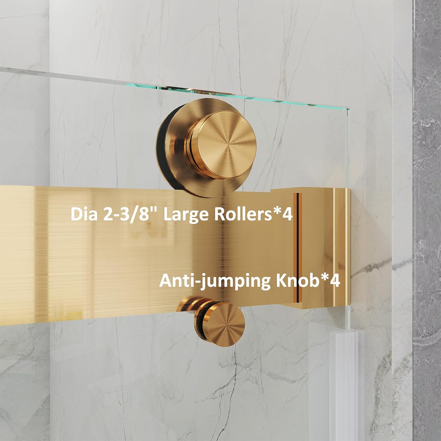 Frameless Bathtub Sliding Shower Door 56'-61' W x 60' H, Gold | 3/8' (10mm) Tempered Glass, Double Sliding Design, 1/4' Wall Adjustment, Easy-Clean Glass, Stainless Steel Hardware
