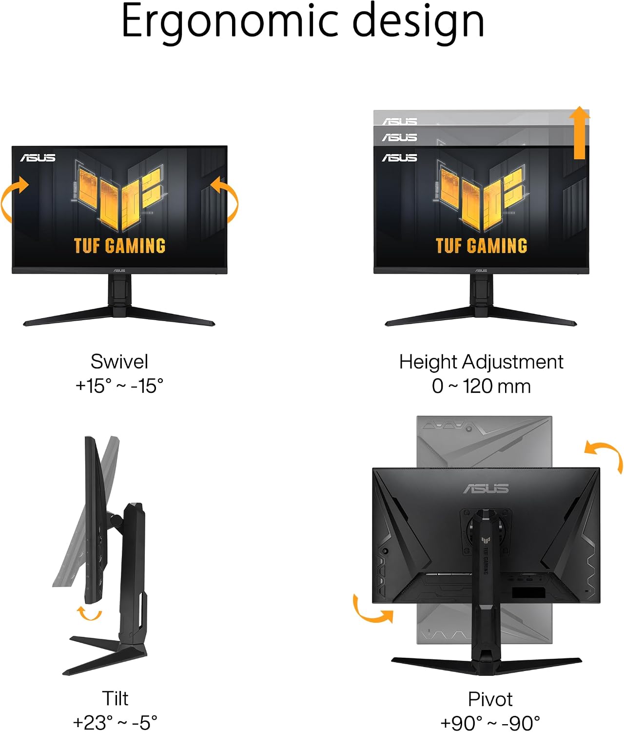 ASUS TUF Gaming 27' 1080P Monitor (VG279QL3A) - Full HD, 180Hz, 1ms, Fast IPS, Extreme Low Motion Blur, FreeSync Premium, G-SYNC Compatible, Speakers, DisplayPort, Height Adjustable, 3 Year Warranty