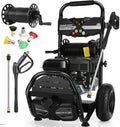 4200PSI Professional Gas Pressure Washer, 4GPM 212CC 7.0 HP 10' Wheels Commercial Gas Power Washer with 3L Foam Bottle 5 Nozzles 32FT Hose for Home Car Fence Driveway (EPA/CARB/ETL Compliant), 77LBS