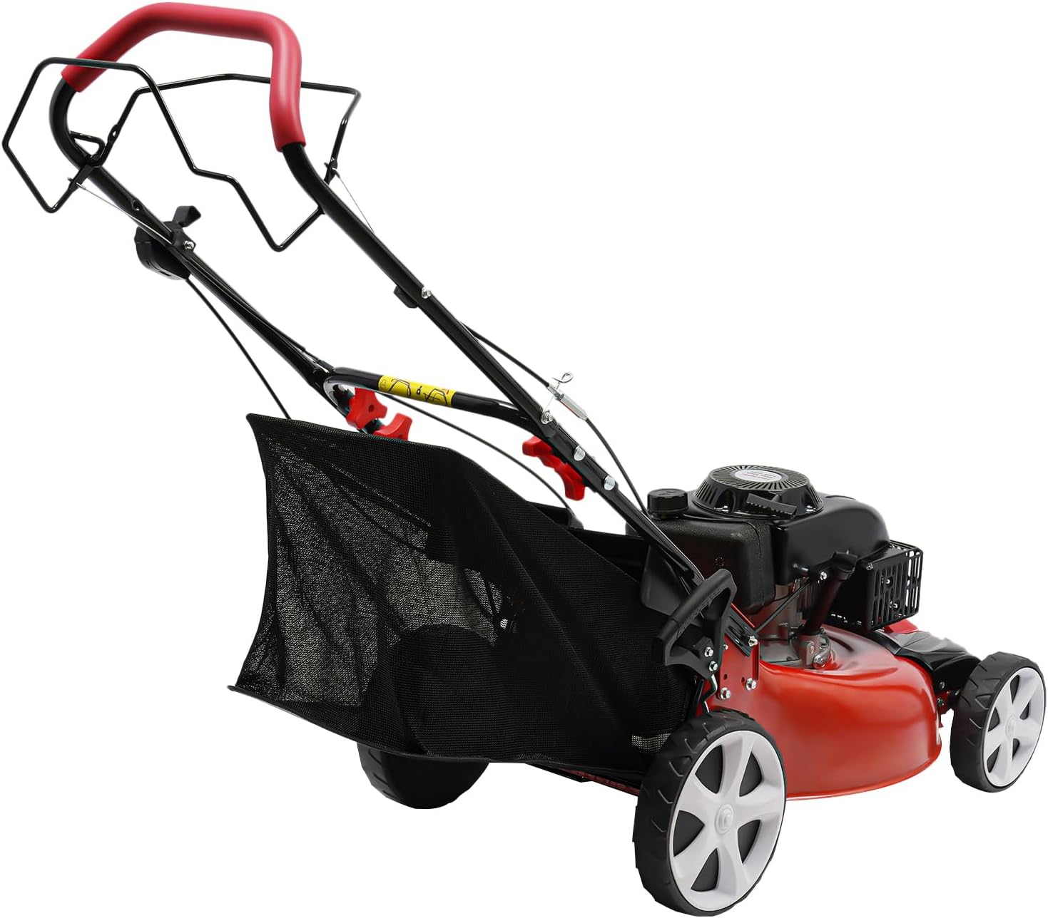 140CC 4-Stroke 5HP Gas Self-propelled Lawn Mower, 20in Mowing Width 2800RPM Pull Start Gas Powered Lawn Mower 8 Gears Height Adjustable, for Greening, Gardens, Villas, Estates