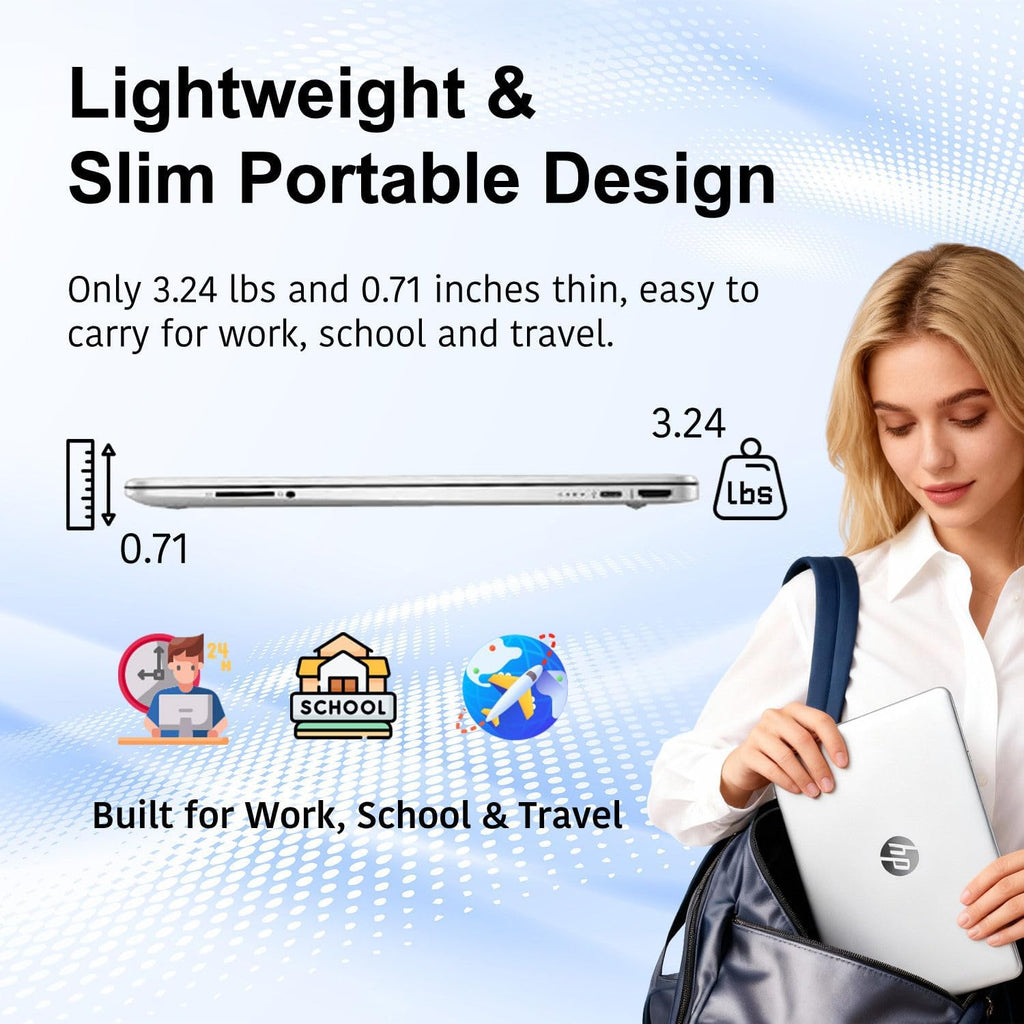 HP 14' FHD Anti-Glare Laptop Computer | Intel Core i3 CPU | 8GB RAM | 256GB SSD | Fingerprint Reader | Fast Wi-Fi & HD Webcam | SD-Card Reader | Up to 9.15H Battery for Work & School | Windows 11