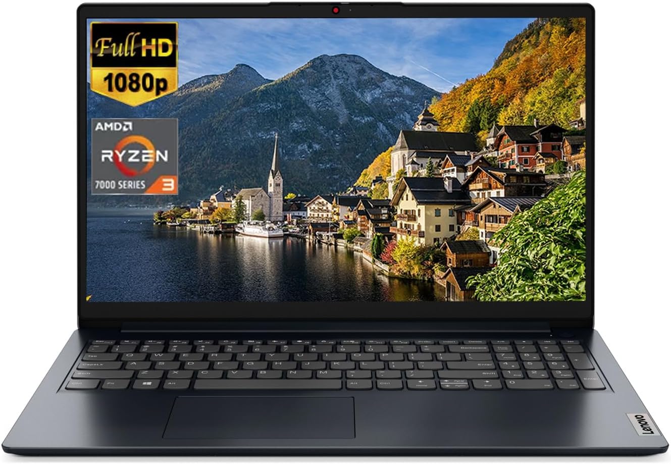 Lenovo IdeaPad Laptop, 15.6' 1920 x 1080 (FHD) Display, AMD Ryzen 3 7320U Processor, 8GB LPDDR5 RAM, 256GB SSD, Wi-Fi 6, SD Card Reader, HDMI, Webcam, Windows 11 S, Abyss Blue, EAT Cloth