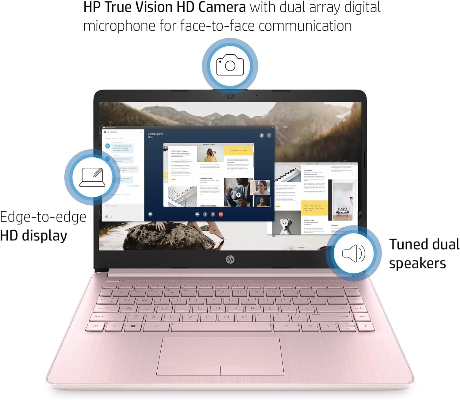 HP New 14' HD Ultra Light Thin Laptop, Quad-Core Intel Celeron Processor, 16GB RAM, 320GB (64GB eMMC+ 256GB Card), Wi-Fi, Upto 11 Hours, Windows 11 S + 1 Year Office 365+HubxcelAccessory, Pink