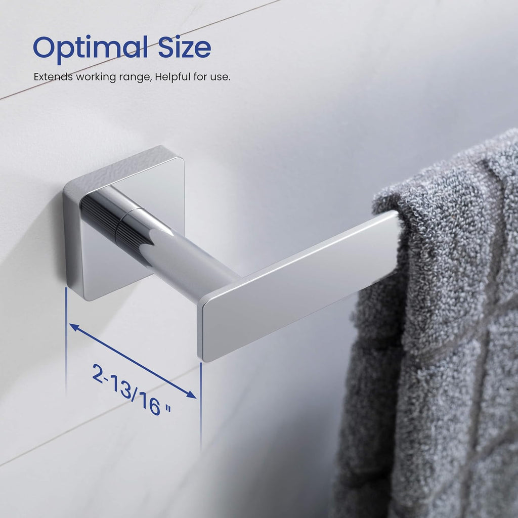 KIBI Blaze 4-Piece Bathroom Hardware Set in Chrome – Includes 25' Towel Bar, Towel Ring, Toilet Paper Holder & Robe Hook – Sleek Design, Rust-Resistant, Premium Quality Construction (Chrome, KBA16-4)