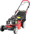 20-Inch Self-Propelled Gas Lawn Mower, 140cc 4-Cycle Engine with 16 Gallon Large Capacity Bag and Noise-Reduction Silencer, 8-Position Lever Cutting Height Adjustment (1-3.2 Inches) for Large Yards