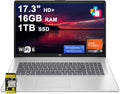 HP 17 Business Laptop 17.3' HD+ Touchscreen AMD 6-core Ryzen 5 7430U (Beats i7-1255U) 16GB RAM 1TB SSD Type-C Fast Charge Long-Lasting Battery Win11Pro ICP Hub