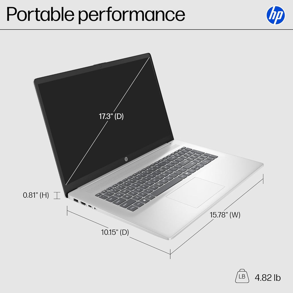 HP 17.3' Business Touchscreen Laptop Computer, 16GB RAM 1.5TB Storage (1TB SSD+512GB Docking Station Set), AMD Ryzen 5 7430U (Up to 4.3 Ghz), Windows 11, Numeric Keypad, SageNova Earphones, Silver