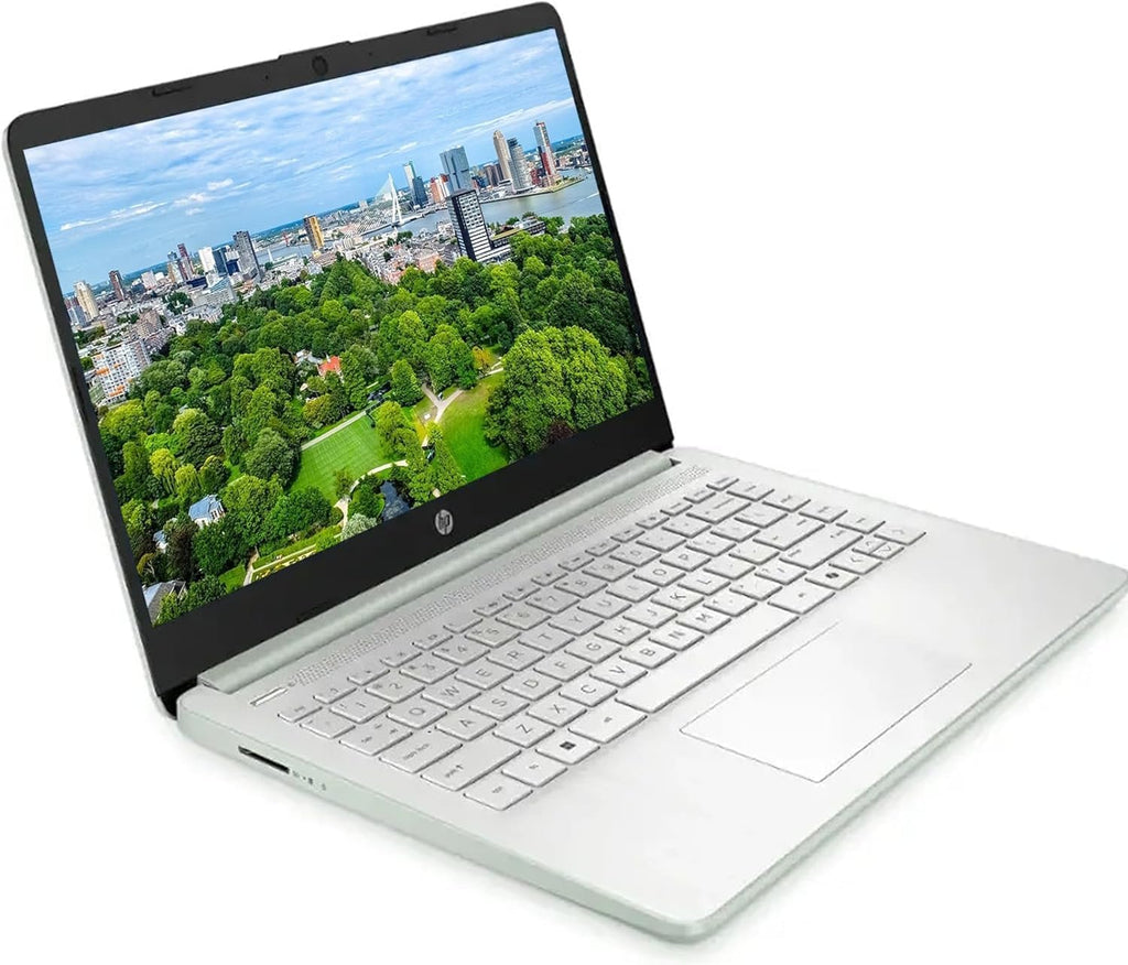 HP 14' HD Laptop with Microsoft Office and 1TB Cloud Storage (1-Year)| 4GB RAM| 128GB SSD & 128GB Portable SSD| Intel 4-Core CPU (Beat i3-10110U)| Ultra Light| Webcam| Windows 11| RK Bundle|Green