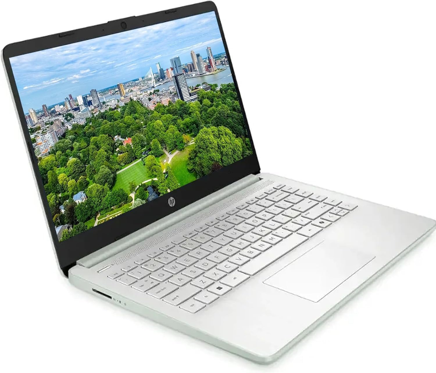 HP 14' HD Laptop with Microsoft Office and 1TB Cloud Storage (1-Year)| 4GB RAM| 128GB SSD & 128GB Portable SSD| Intel 4-Core CPU (Beat i3-10110U)| Ultra Light| Webcam| Windows 11| RK Bundle|Green