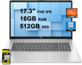 HP 17 Business Laptop 17.3' FHD IPS AMD Hexa-core Ryzen 5 7430U (Beats i7-1255U) 16GB RAM 512GB SSD USB-C Fast Charge Long-Lasting Battery Win11Pro w/ICP Accessory