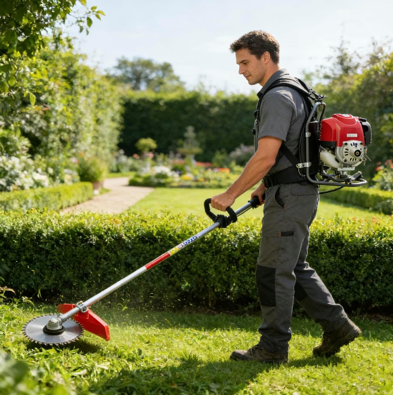 Gx35 Backpack 4 Stroke 7 in 1 Brush Cutter Tiller Grass Hedge Trimmer Lawn Mower Weed Wacker