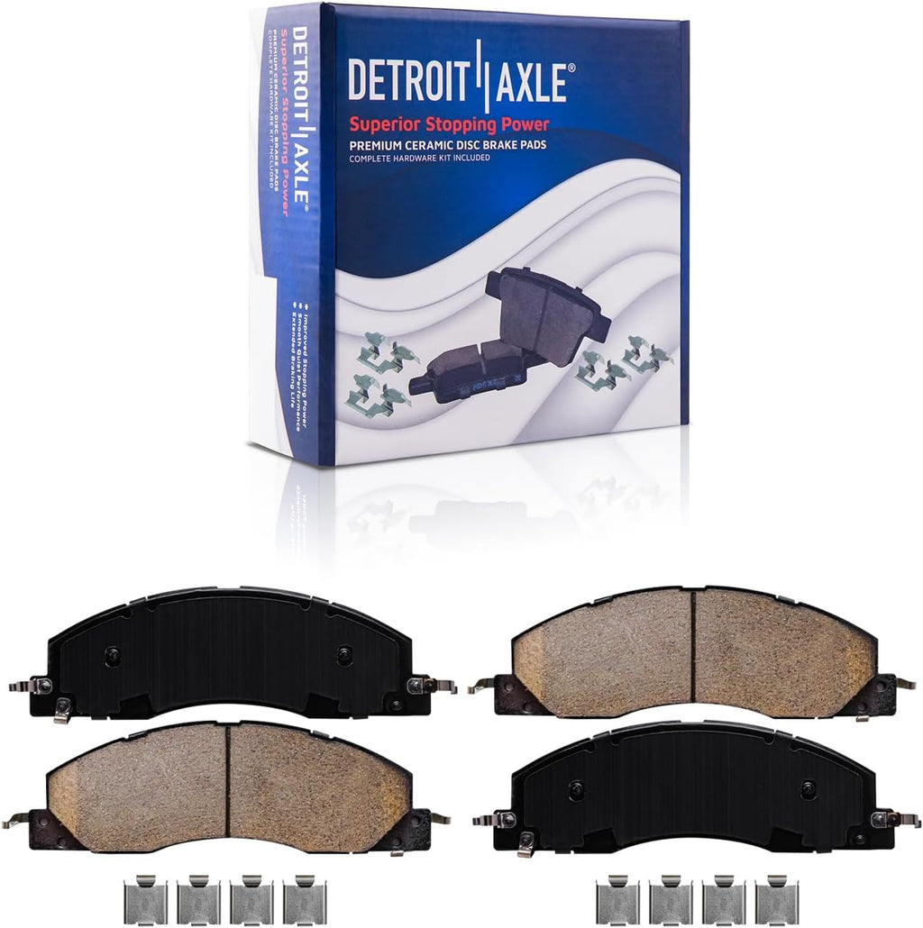 Detroit Axle - Front Brake Kit for Dodge Ram 2500 3500 Ram 1500 2500 3500, Drilled & Slotted Disc Brake Rotors Ceramic Brakes Pads Replacement