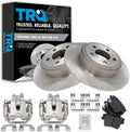 TRQ Rear Brake Pad and Rotor Set Ceramic Solid Rotors Calipers Compatible with 2005 Chrysler 300 2012 300 2013-2014 Dodge Challenger 2014 Charger