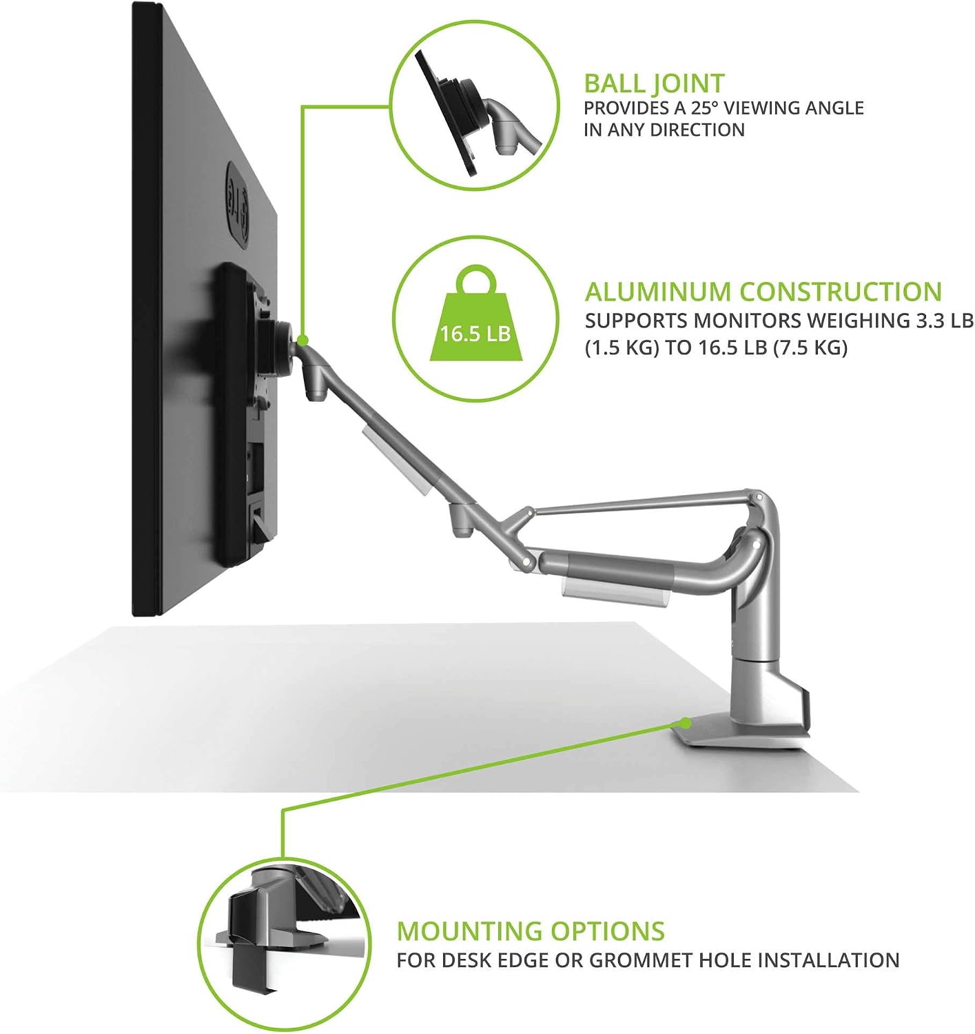 Kanto DMS1000S Monitor ARM for Monitors 17-32