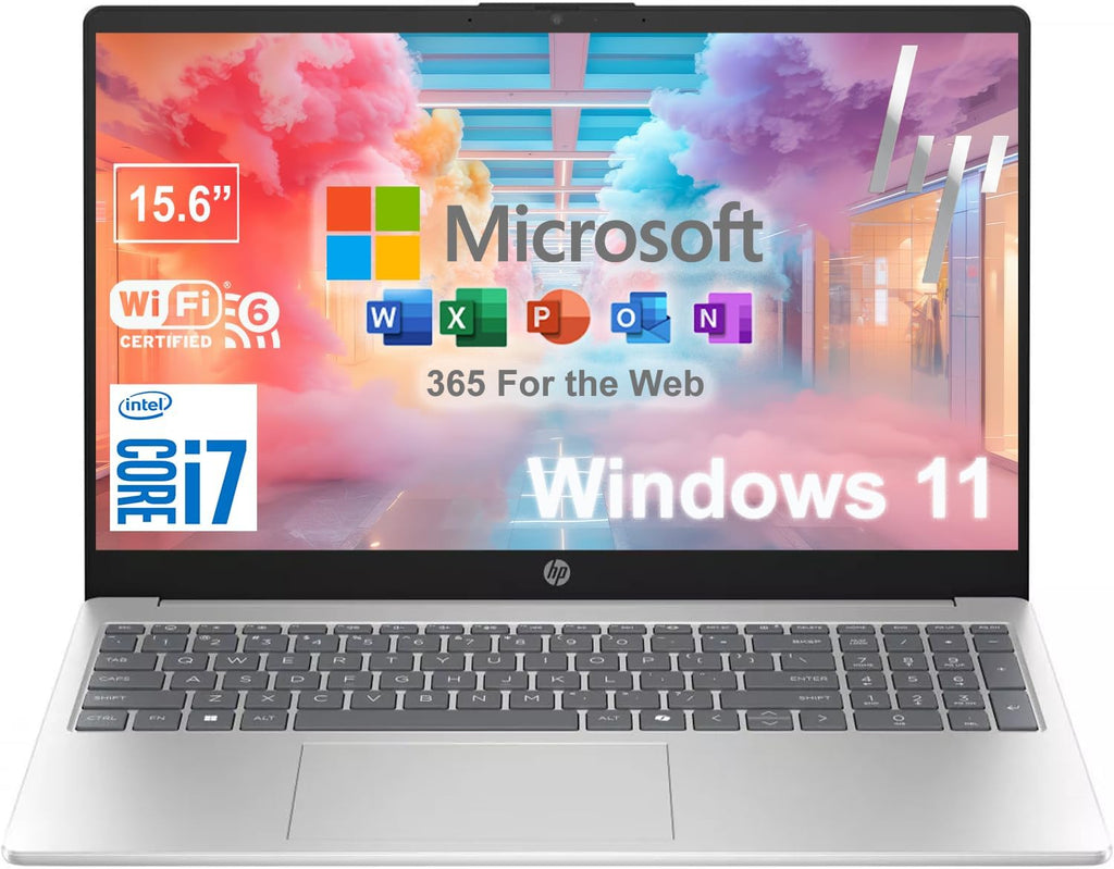 HP 15.6' FHD IPS Laptop Computer with Lifetime Web Office 365 | Intel 12th Gen Core i7 CPU (10 Cores) | 32GB RAM, 1TB SSD | Intel Iris Xe Graphics | WiFi 6, Bluetooth 5.3, 9HRs Battery