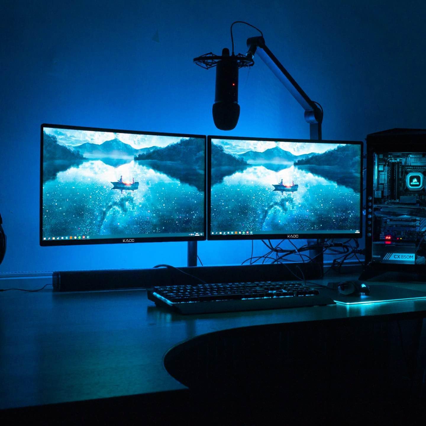 Kado Dual Monitor Setup - 2-Pack 24' 1920x1080 Computer Monitor 75Hz VESA Mount HDMI Office Gaming Hybrid Multitasking Daytrading Built-in Speakers