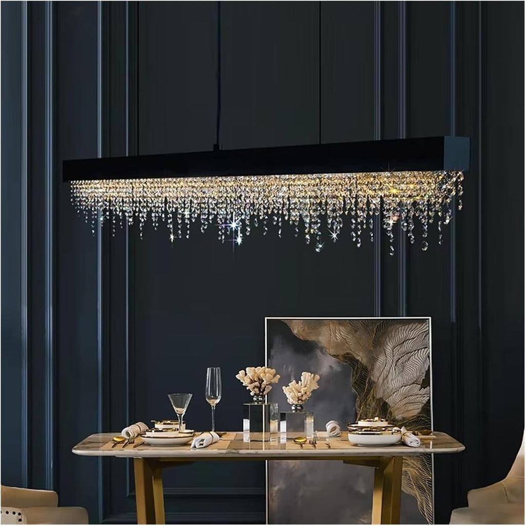 Modern Kitchen Island Crystal Chandelier Luxury Dining Room LED Hanging Light Fixture Gold/Black/Silver Home Decor Indoor Chandelier