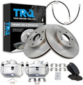 TRQ Front Brake Pad and Rotor Set Ceramic Vented Rotors Calipers Hoses Compatible with 2003-2011 Honda Element