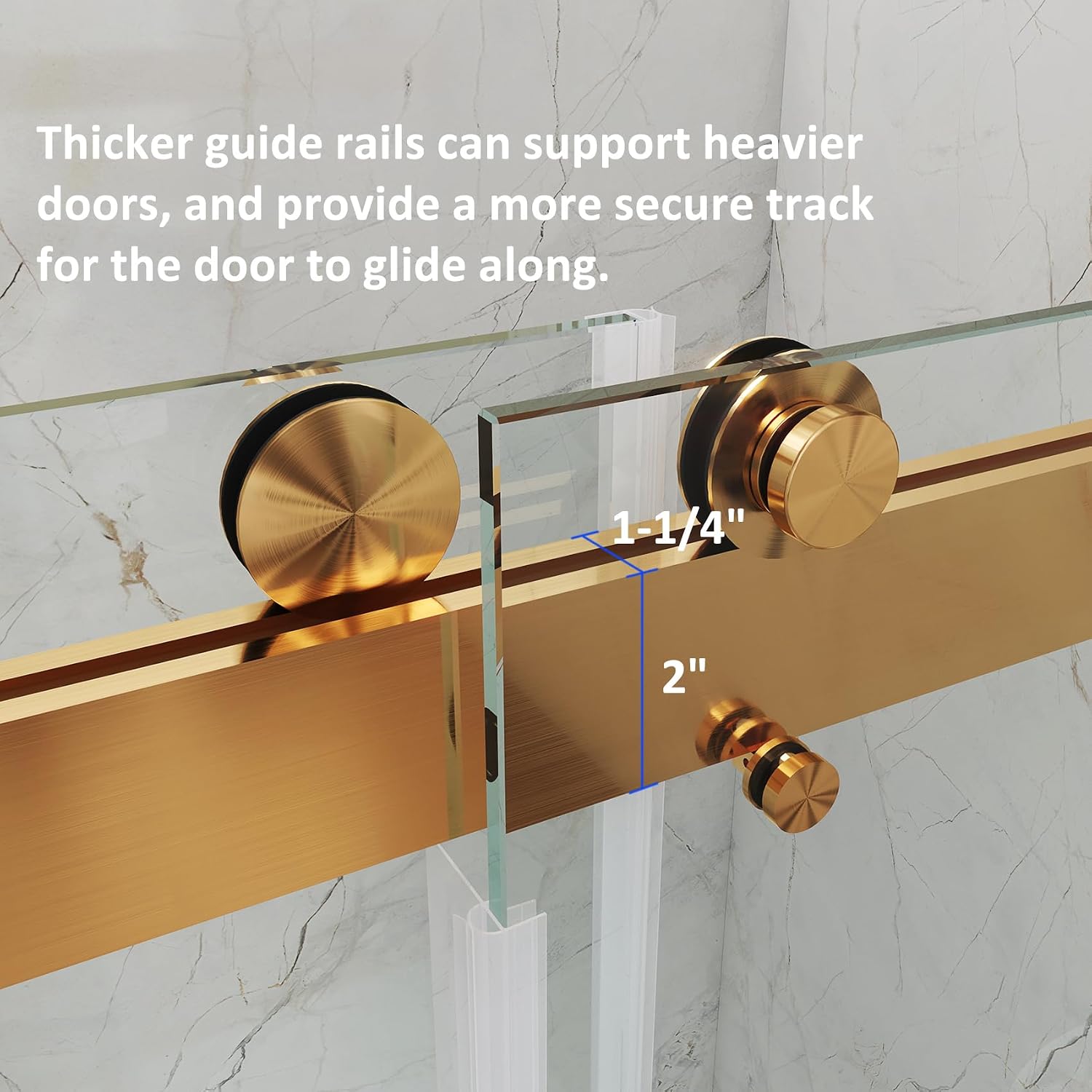 Frameless Bathtub Sliding Shower Door 56'-61' W x 66' H, Gold