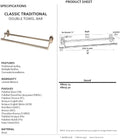 Alno A8025-24-AEM Classic Traditional Double Towel Bars, Antique English Matte