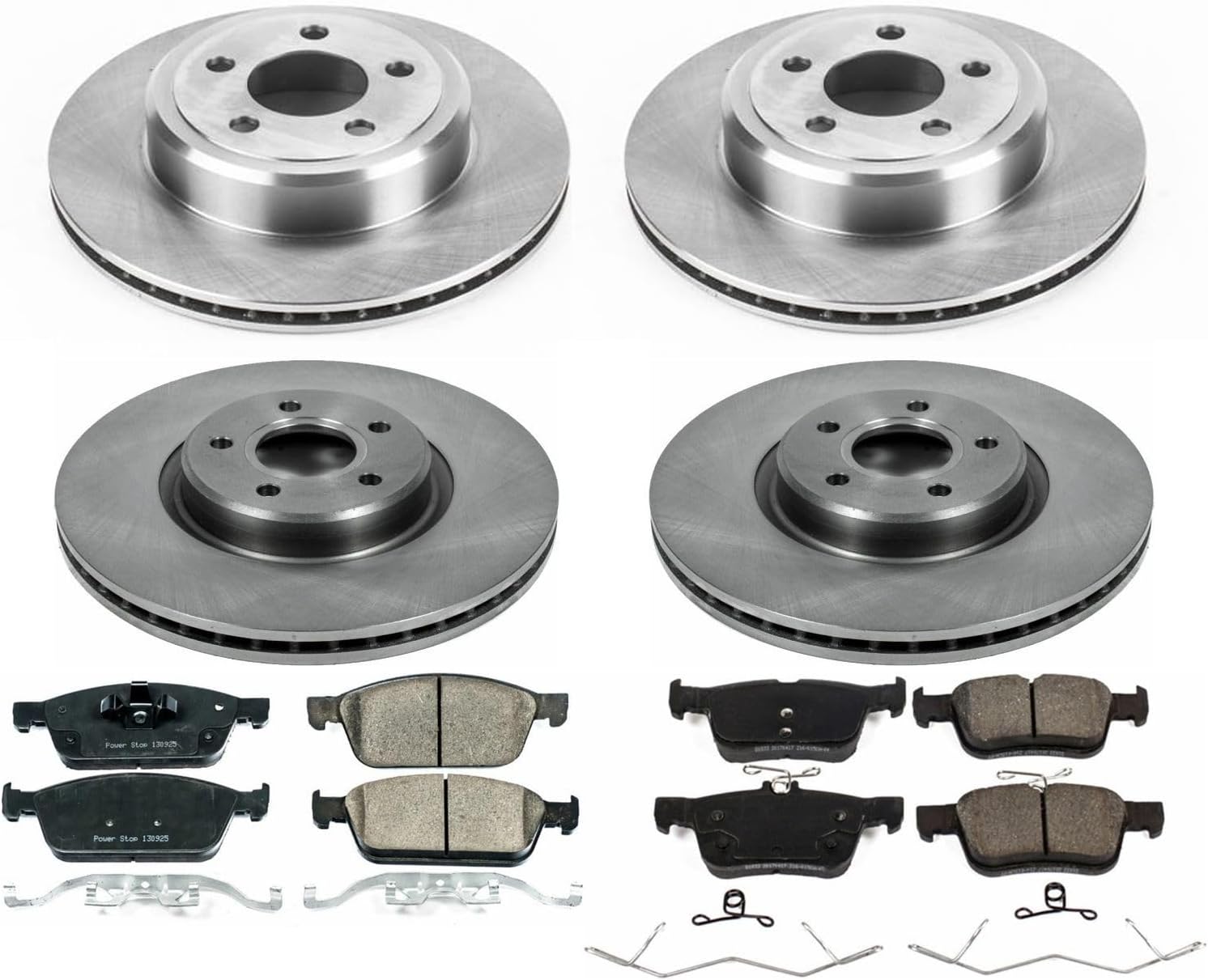 PowerStop Front and Rear Brake Kit for Ford Escape 2017 - Z17 Ceramic Brake Pads & Disc Rotors Replacement, KOE7570