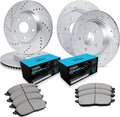 R1 Concepts Front and Rear Brake Kit Fits 1998-2005 Lexus GS300; 1998-2000 Lexus GS400; 2001-2005 Lexus GS430, IS300| Ceramic Brake Pads and Drilled Slotted Brake Rotors| 11.7' Front & 12.1' Rear