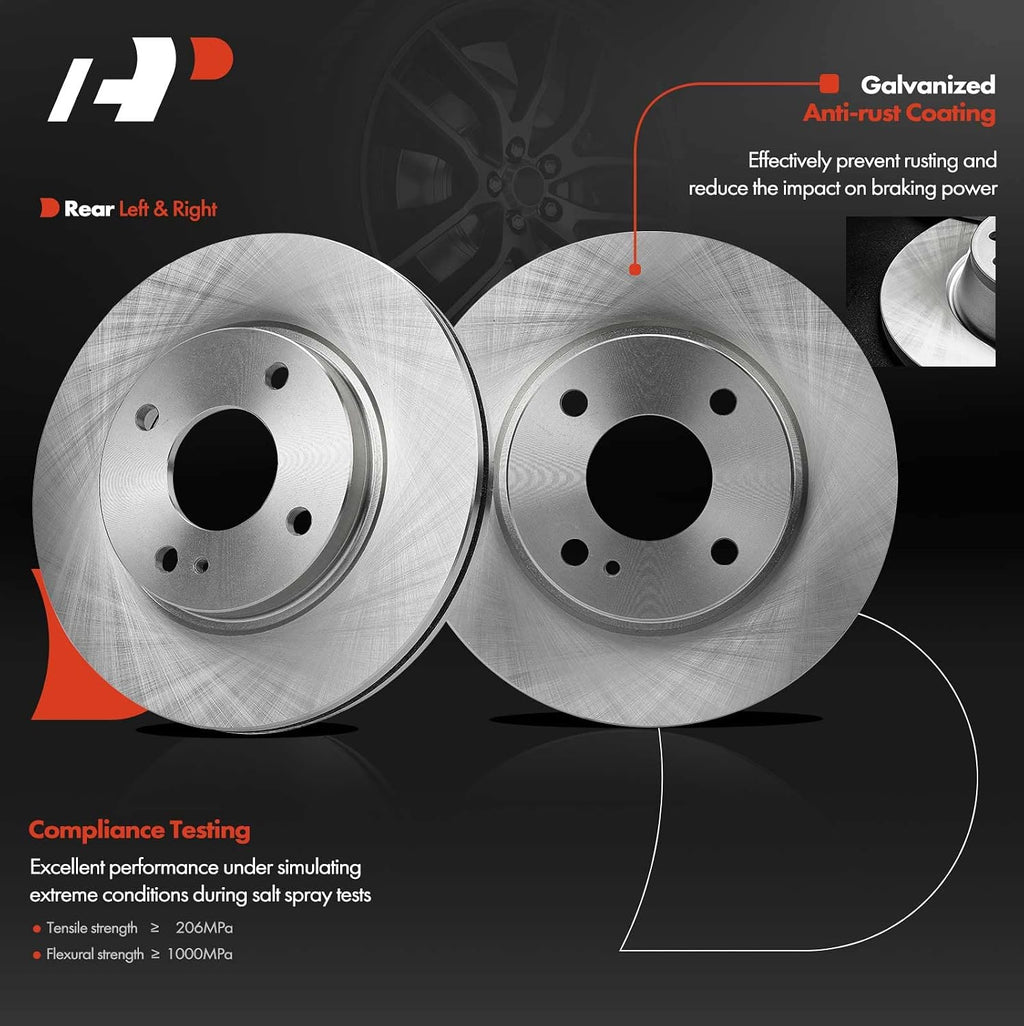 A-Premium 10.16 inch (257.9mm) Front Vented Disc Brake Rotors + Ceramic Pads Kit Compatible with Select Ford Models - Fiesta 2011-2019, 6-PC Set