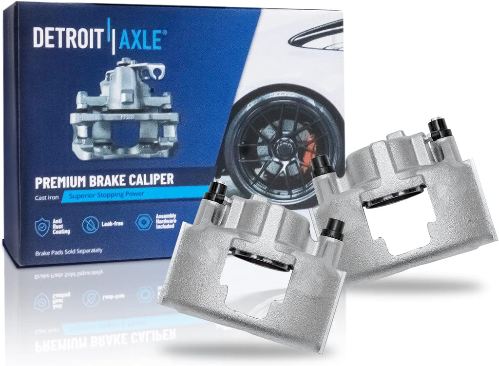 Detroit Axle - Front Brake Kit for Chevrolet GMC Escalade K1500 K2500 Tahoe Yukon Cadillac Escalade Disc Brake Rotors Brake Calipers w/Bracket Ceramic Brakes Pads Replacement