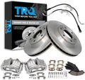 TRQ Front Brake Pad and Rotor Set Ceramic Vented Rotors Calipers Hoses Hardware Compatible with 2004-2005 Isuzu Ascender