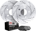 Dynamic Friction Company Front Brake Kit Fits 2011-2015 Ford Fiesta| 3000 Ceramic Brake Pads and Drilled Slotted Brake Rotors| 9.4' Front