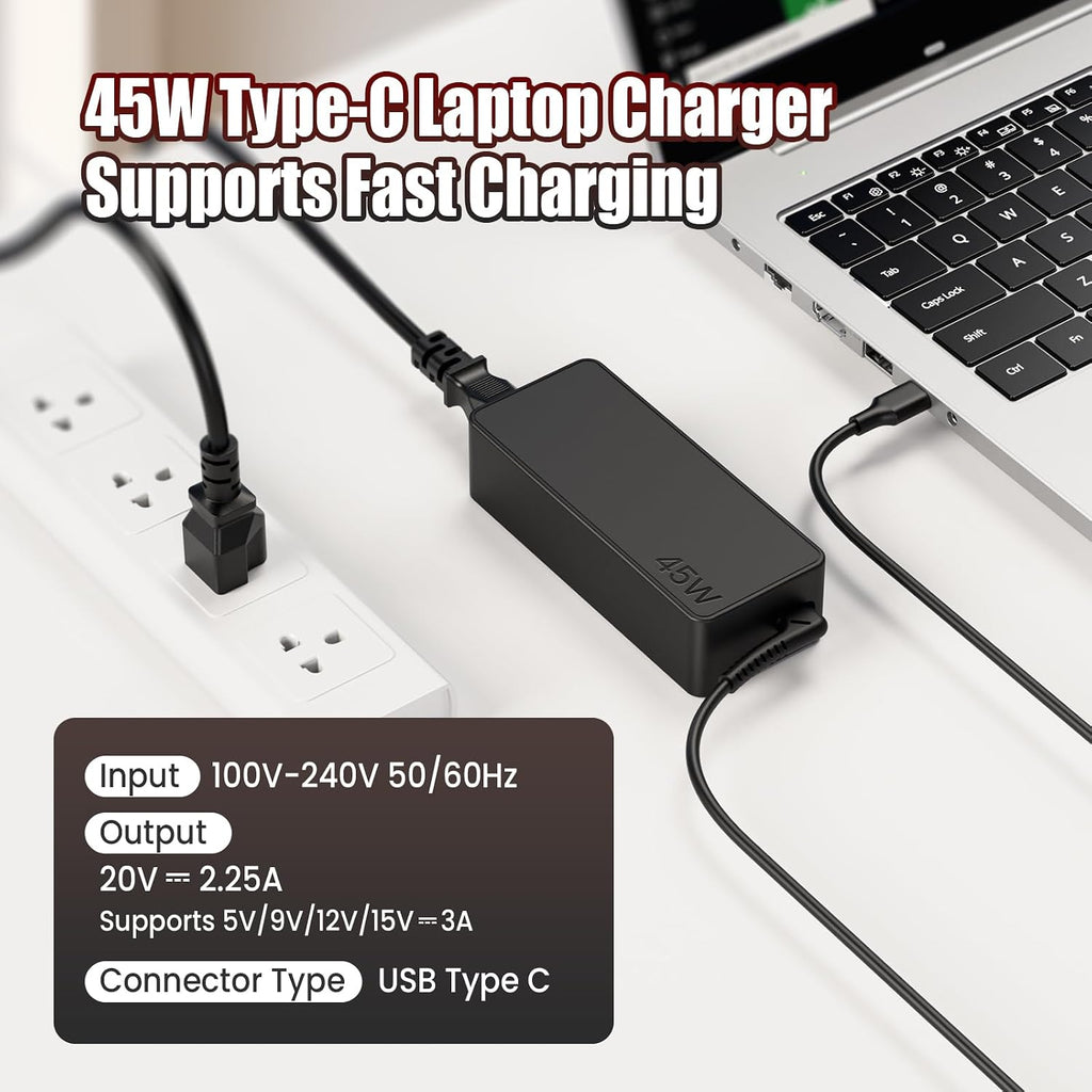 100 Pack 45W USB Type C AC Adapter Compatible with HP Chromebook X360 11 13 14 14A 11 11A G5 G6 G7 G8 EE HP Spectre X360 13 Elite X2 Laptop USB C Power Cord