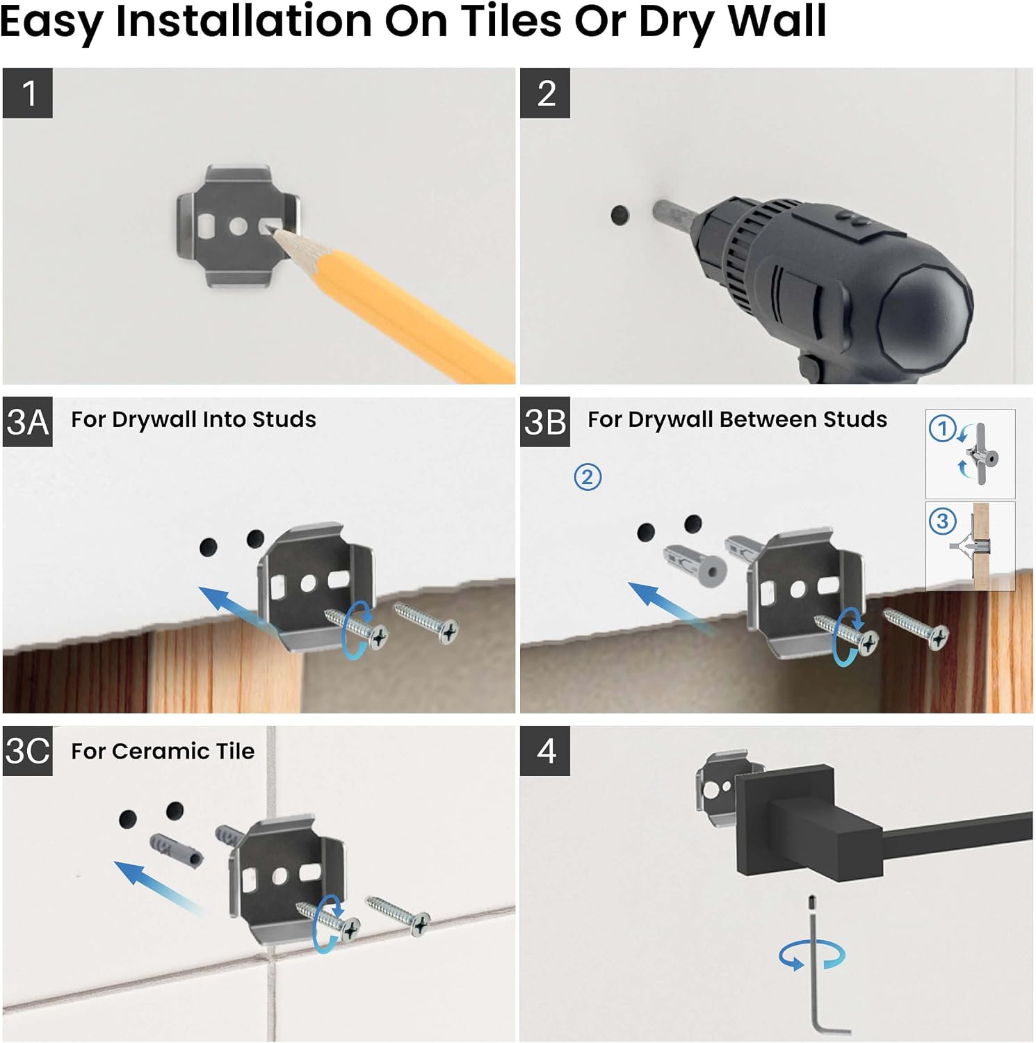 KIBI Cube 5-Piece Bathroom Hardware Set, Modern Bathroom Accessories | Includes 18' Towel Bar, Towel Ring, Toilet Paper Holder & Robe Hooks | Durable and Rust-Resistant (Matte Black, C-KBA15-5-3)