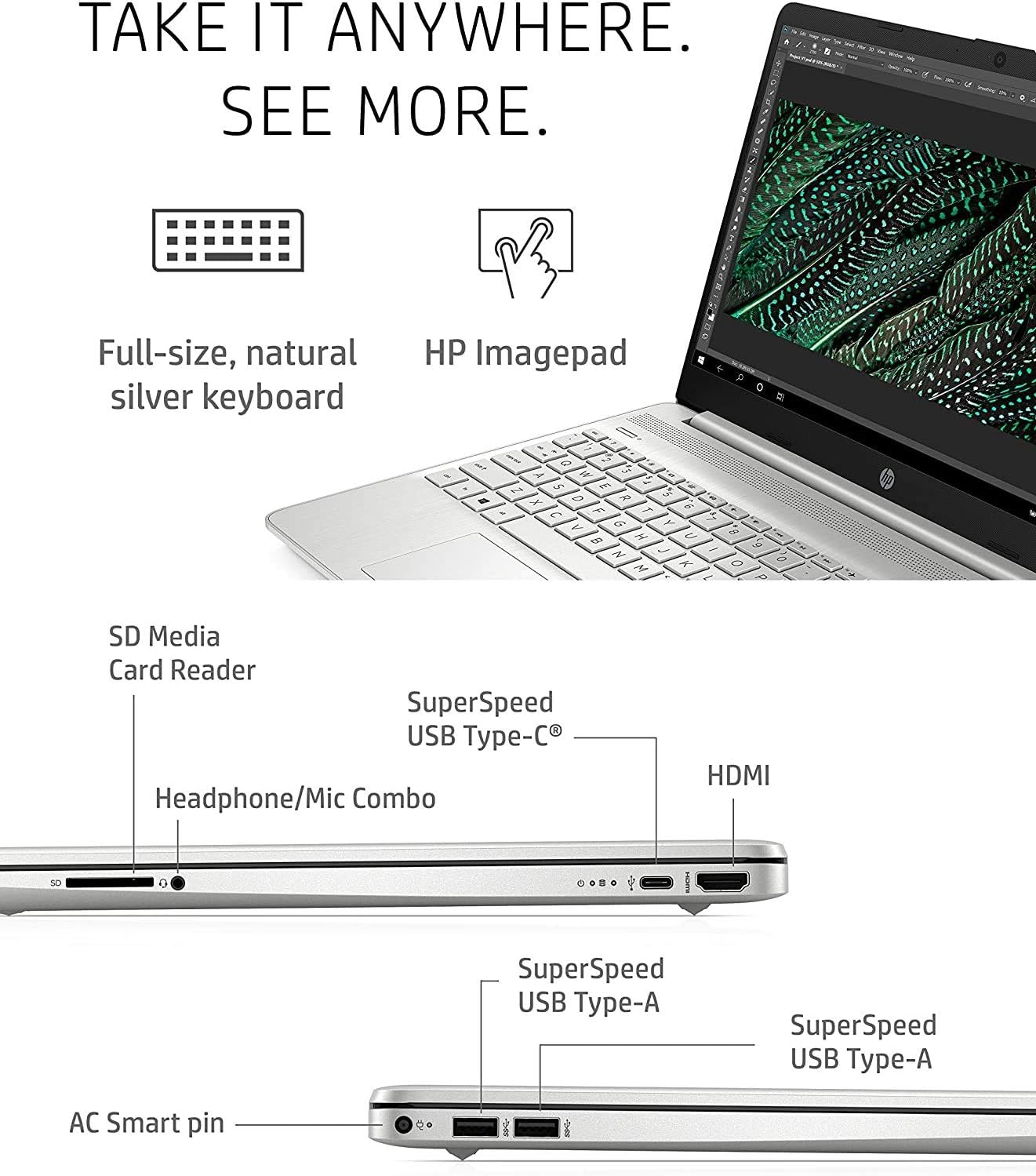 HP Pavilion 15.6' HD IPS Laptop, 8-Core AMD Ryzen 7-5700U(Up to 4.3GHz, Beat i7-1180G7), 16GB RAM, 512GB NVMe SSD, AMD Radeon Graphics, Numpad, HDMI, WiFi, USB-A&C, Fast Charge, Win11