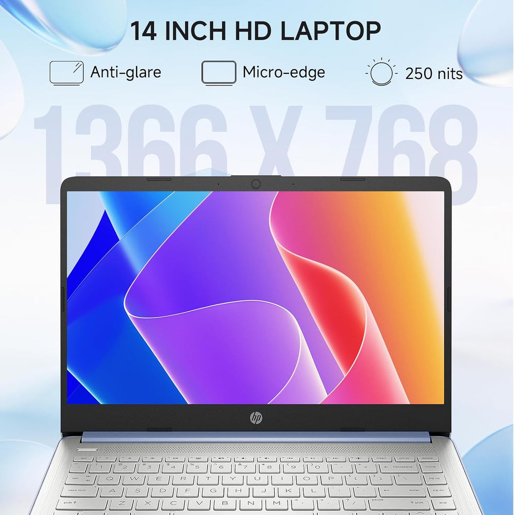 HP 2026 14 Laptop Computer Student Business, Copilot AI, Intel N150, 16GB RAM, 512 GB Storage(128GB UFS+256GB MSD+128GB UFD), 1-Year Office 365, WiFi 6, Ultra Light, Portable, Windows 11 Pro, Sky Blue