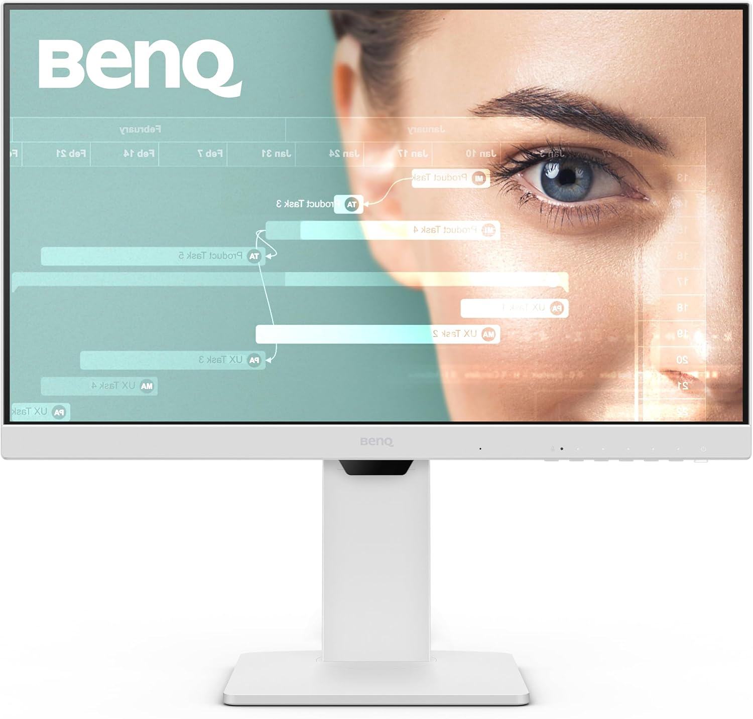 BenQ GW2486TC Office USB hub Monitor 24' 1080p | Coding Mode | IPS | Eye-Care Tech | Adaptive Brightness | Height Adjustable | White Monitor | Noice-Cancelling Mic | Daisy Chain | USB-C (Renewed)