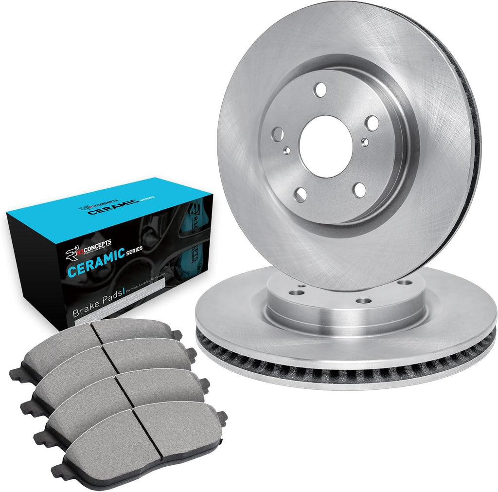 R1 Concepts Front Brake Kit Fits 2018-2024 Honda Odyssey| Ceramic Brake Pads and Blank Brake Rotors| 12.6' Front