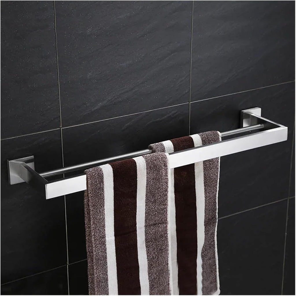 Stainless Steel Double Towel Bars Square Rack Holder Wall Mounted Bathroom Accessories Brushed(Brushed gold)
