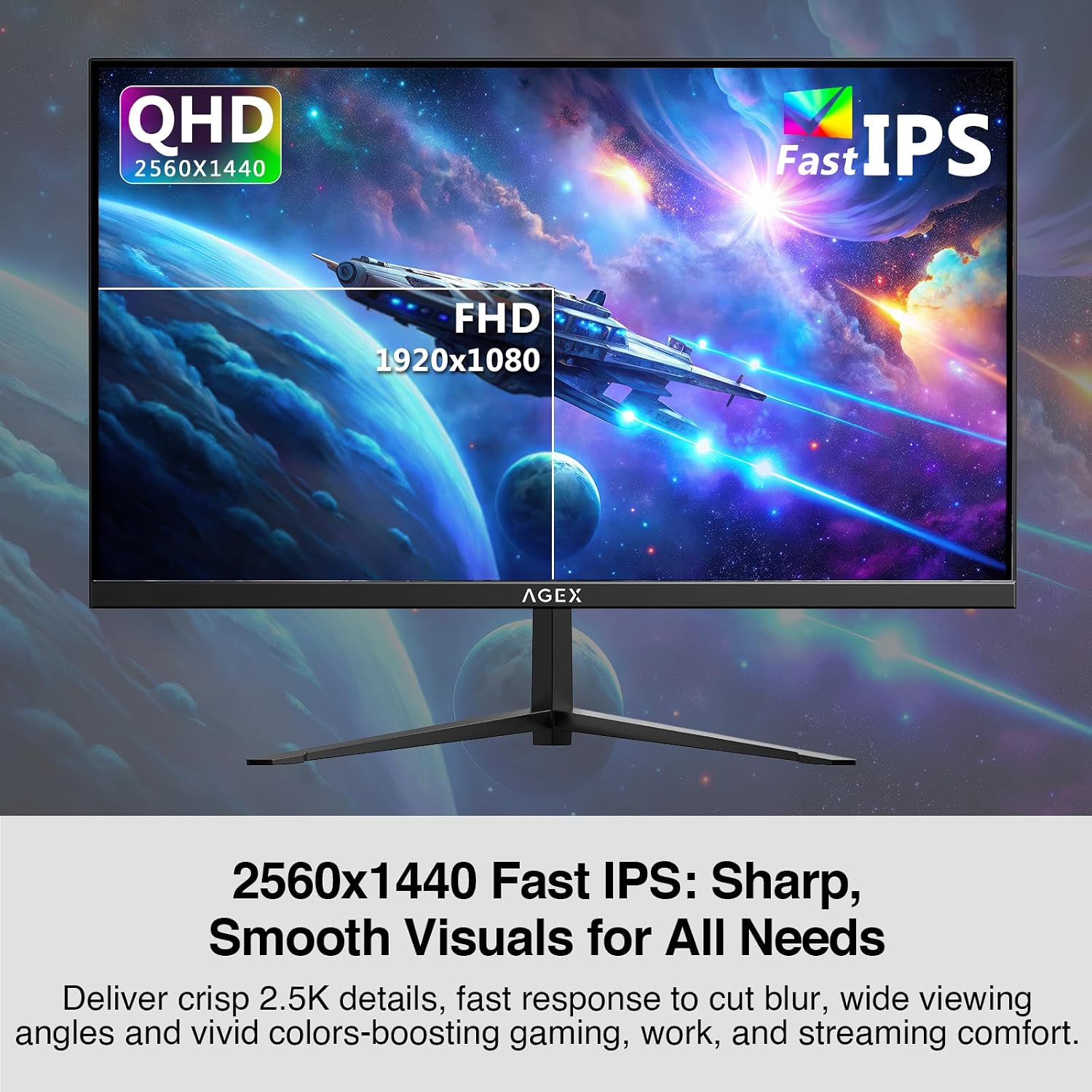 Z-Edge 27 Inch Gaming Monitor, QHD (2560 x 1440) 275Hz 240Hz Fast IPS Monitor, Support FreeSync, AG27QS 1ms MPRT Refresh Rate, sRGB 120%, 16.7M Colors, HDMIx2, DPx1