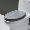 Resin Toilet Seat Soft Close Toilet seat Quick Release, Heavy Duty, Glitter Toilet Seat, Slow Close, Sparkling Toilet Seats for Bathroom, 14.2'×16.5',Gold,Silver