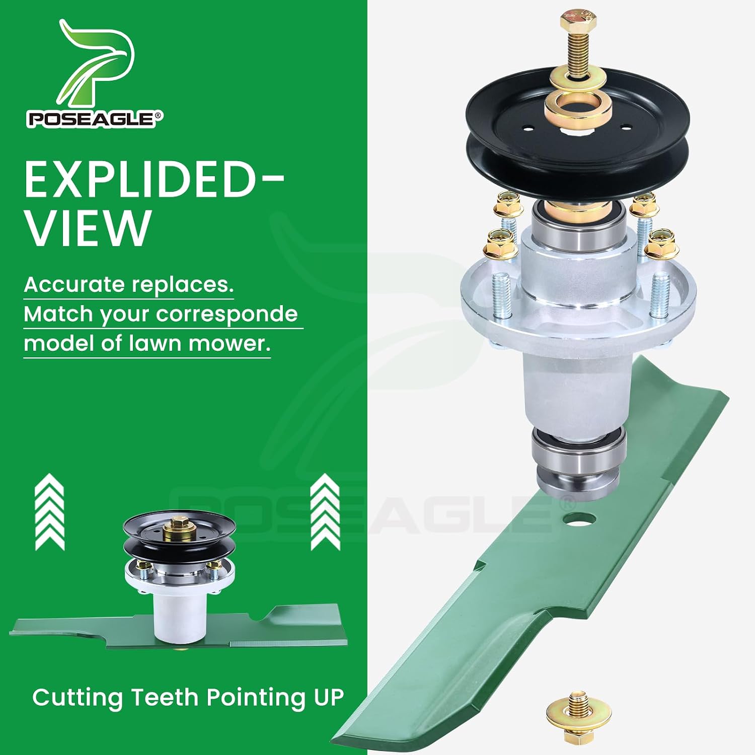48 Inch Mower Deck Rebuild Kit for Hustler Raptor SD 48 Spindles, Raptor Flip-Up Includes 3 Pack 601804 607418 Spindle Assembly with 604665 Spindle Pulley 788166 Wheel 601123 Mower Blades