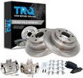 TRQ Rear Brake Pad and Rotor Set Ceramic Solid Rotors Calipers Compatible with 1998-2003 Subaru Forester 1999-2003 Impreza