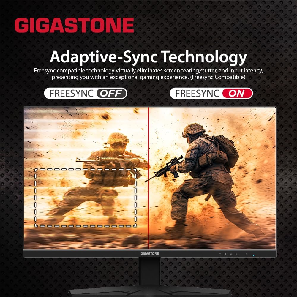 Gigastone 27 inch IPS LED Back Light Gaming Monitor 165Hz FHD 1920 x 1080, 178° Wide View Frameless PC Monitor, Built-in Speakers, FreeSync, Eye Care Technology, Ergonomic Tilt VESA Mount,DP,HDMI