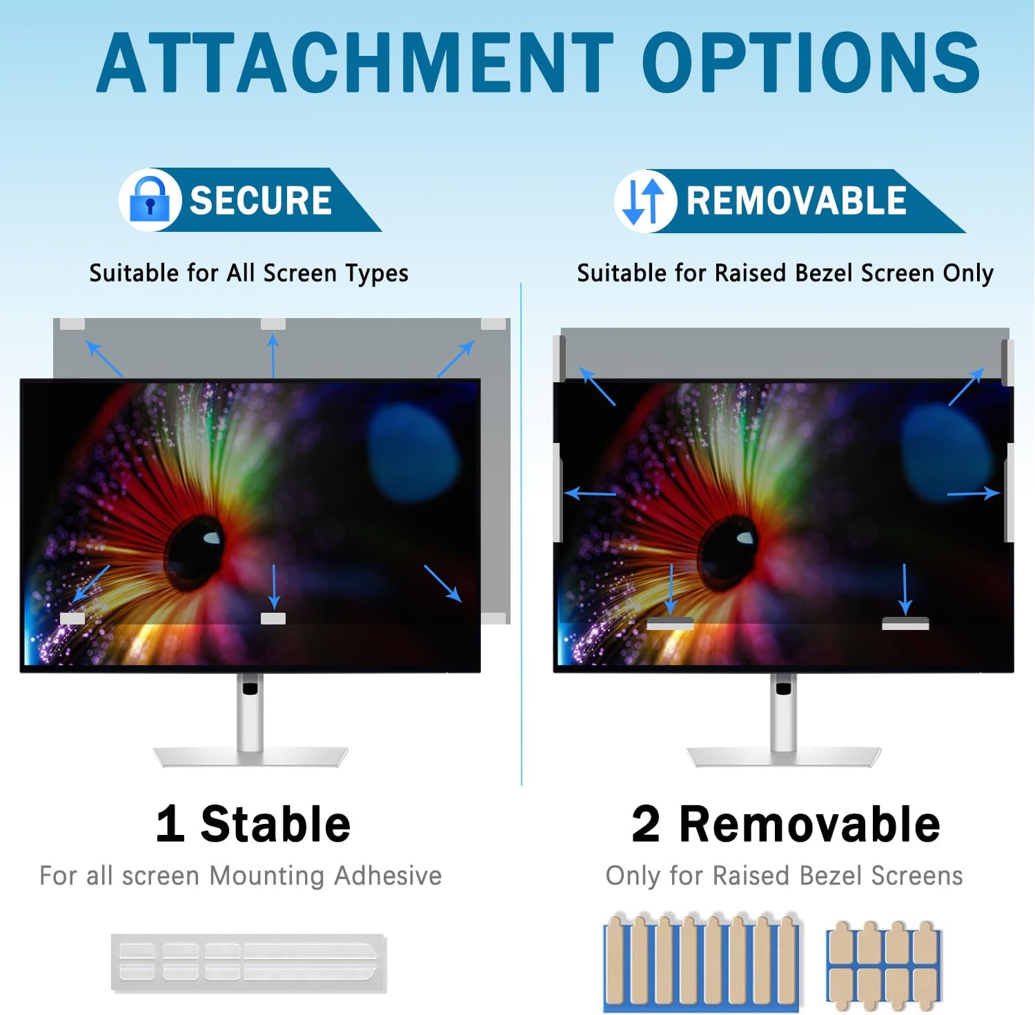 [5 Pack] 32 Inch Computer Privacy Screen for 16:9 Aspect Ratio Widescreen Monitor, Eye Protection Anti Glare Blue Light Filter Shield, Removable Anti-Scratch Anti Spy Protector