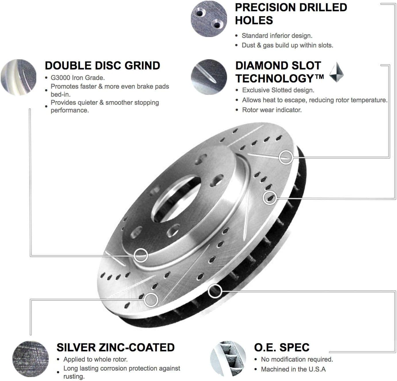 R1 Concepts Front Brake Kit Fits 2017-2022 Acura ILX; 2016-2017 Honda Accord; 2017-2020 Honda Civic| Ceramic Brake Pads and Drilled Slotted Brake Rotors| 12.3' Front