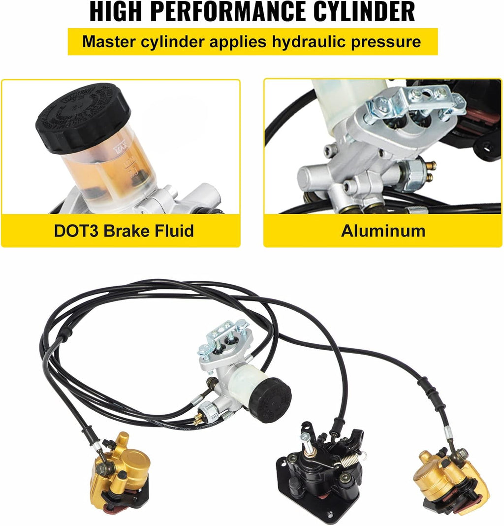 Vevor Go Kart Brake Master Cylinder Kit Go Kart Hydraulic Brake Kit Universal Go Karts Brake Kit Kandi Complete Including Master Cylinder, Hose, Caliper, Pad for 150cc : Automotive