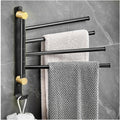 Folding Arm Swivel Towel Rack Bar Rails, for Bathroom, Brass Bars,Wall Mount Drying Racks for Laundry,Swing Out, Hand(Black1)