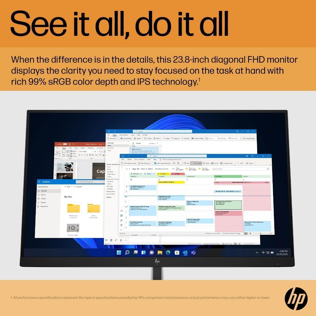 HP Monitor 24 Inch E24 G5, 24 Inch Monitor 1920x1080 Resolution, 16:9 Widescreen, HDMI & VGA Ports, Energy-Efficient Design, with High Speed HDMI Cable, Ideal for Home & Office Use