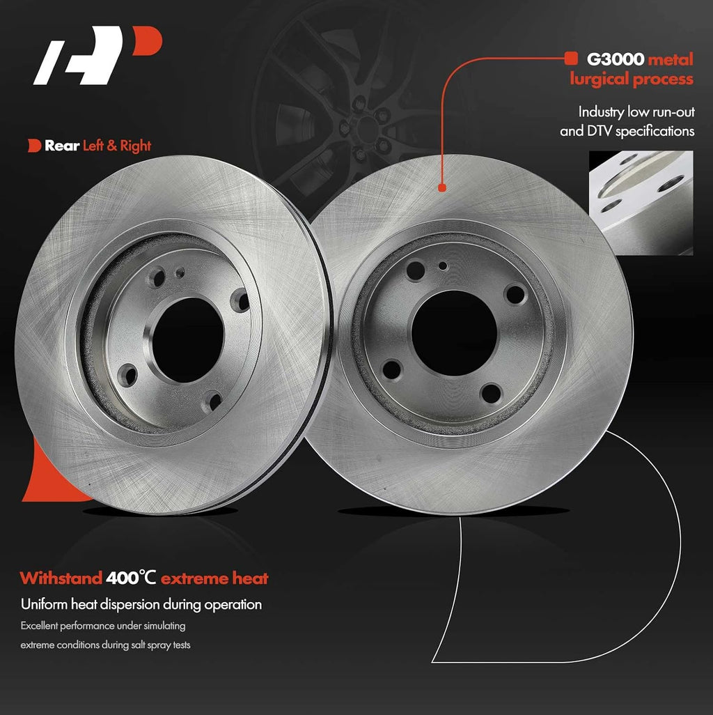 A-Premium 10.16 inch (257.9mm) Front Vented Disc Brake Rotors + Ceramic Pads Kit Compatible with Select Ford Models - Fiesta 2011-2019, 6-PC Set