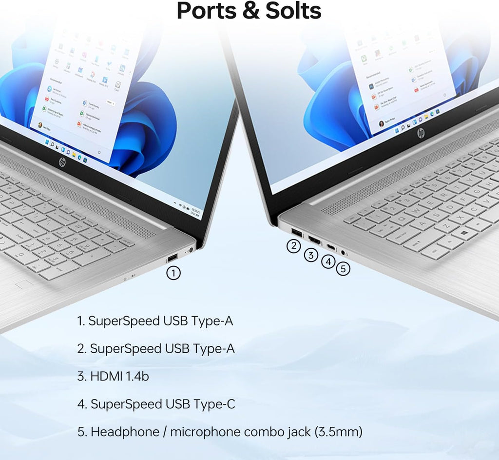 HP Essential 17t Business Laptop, 17.3' HD+ Touchscreen Display, Intel Core i7-1355U (> R5 7430U) High-Performance Tier Processor, 16GB RAM, 2TB SSD, HDMI, Fingerprint Reader, Wi-Fi 6, Windows 11 Home