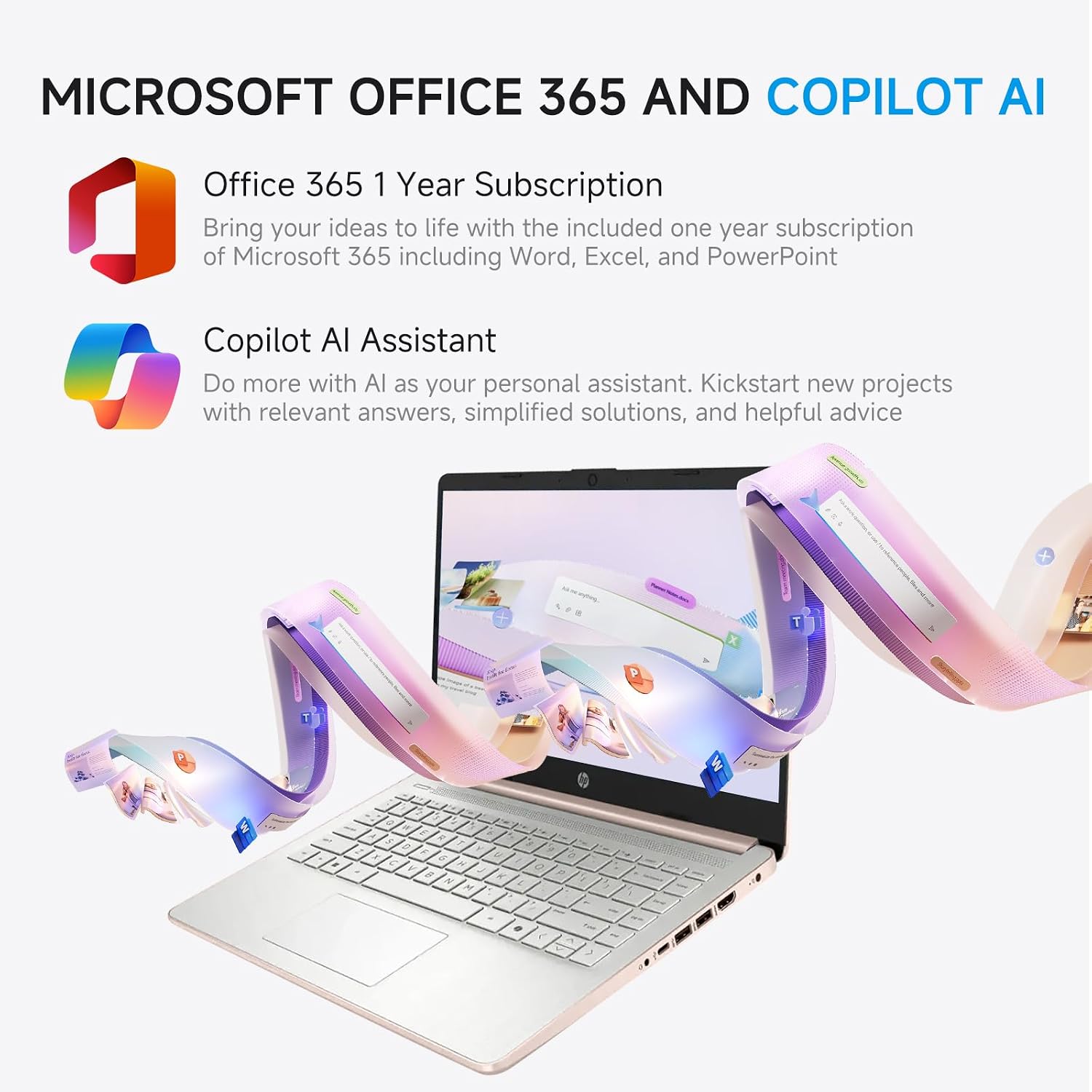 HP 2026 14 Laptop Computer Student Business, Copilot AI, Intel N150, 16GB RAM, 512 GB Storage(128GB UFS+256GB MSD+128GB UFD), 1-Year Office 365, WiFi 6, Ultralight, Portable, Windows 11 Pro, Rose Gold